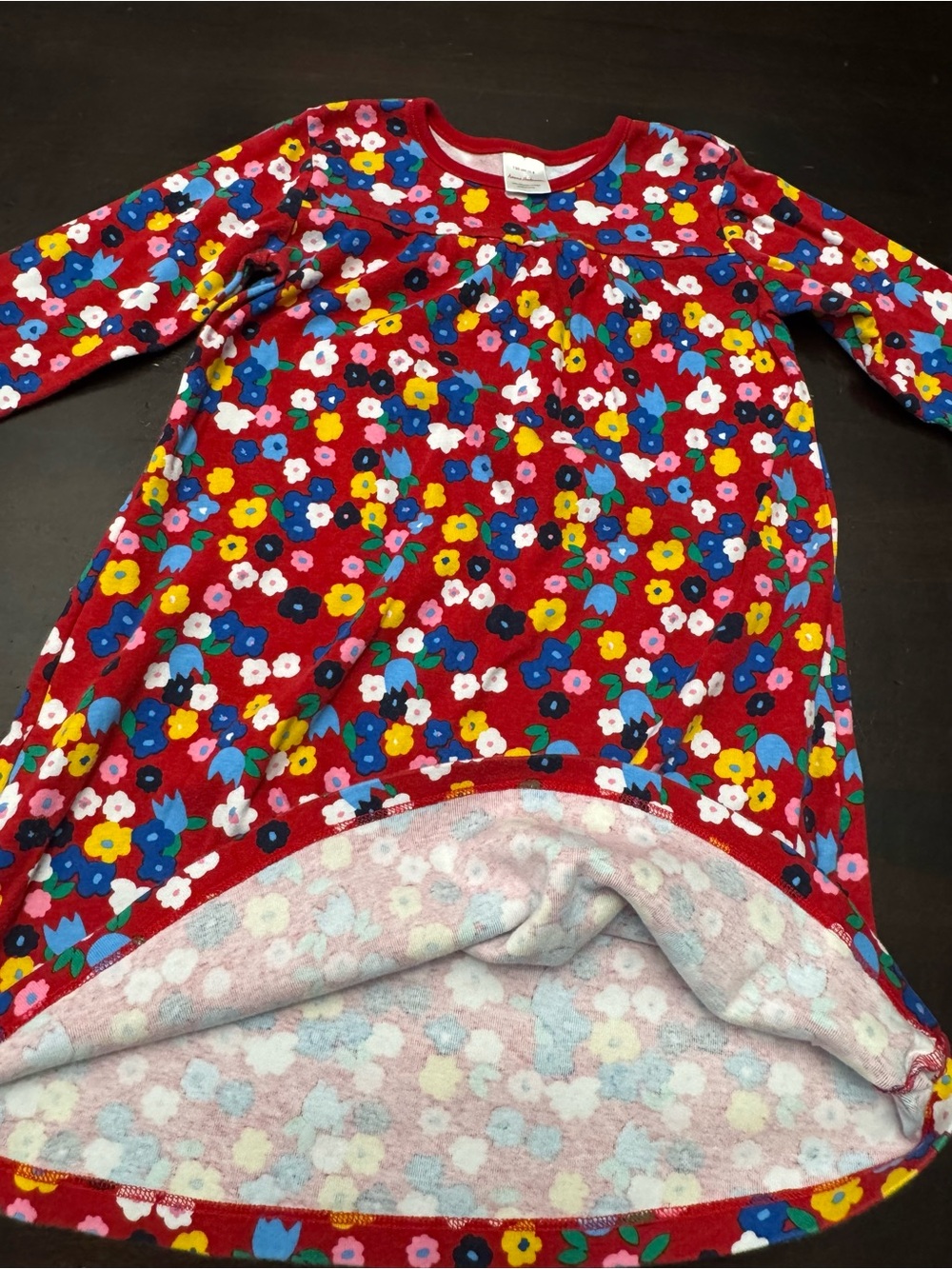 Hanna Andersson Girls 8 Red Floral Organic Cotton Long Sleeve Dress - Picture 5 of 11